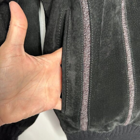 Torras Suede Leather Jacket Size 38 Black Button up Wool - Picture 4 of 16